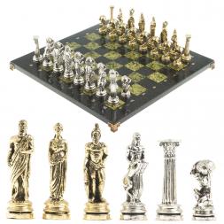 Шахматы "Атлас" доска 44х44 см змеевик фигуры металлические