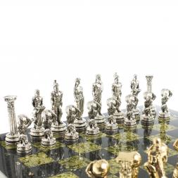 Шахматы "Атлас" доска 44х44 см змеевик фигуры металлические