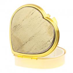 Таблетница "Сердце" на 3 отделения камень пирит цвет золото