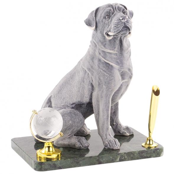 Подставка под ручку &amp;quot;Ротвейлер&amp;quot; змеевик мрамолит 120624