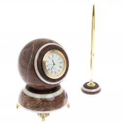 Часы шар "Антистресс" из лемезита с ручкой