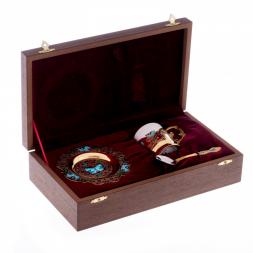 Кофейная пара "Бабочка" с рисунком эмалью 80 мл Златоуст