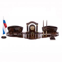 Письменный прибор "Арка" камень обсидиан коричневый