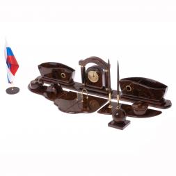 Письменный прибор "Арка" камень обсидиан коричневый