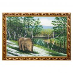 Картина "Медведь" багет 46х66 см, каменная крошка