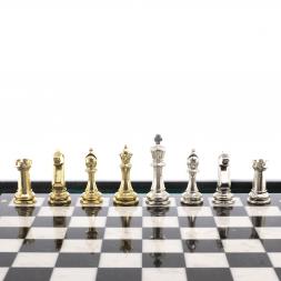 Шахматы из камня "Стаунтон" доска 47х47 см фигуры металлические