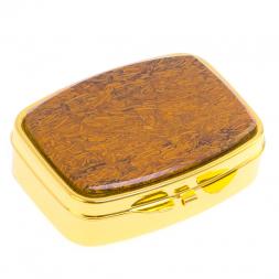 Таблетница на 2 отделения камень змеиная яшма цвет золото