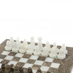 Шахматы "Сувенирные" белый мрамор, ракушечник доска 20х20 см