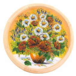 Панно на дереве "Букет ромашек" 50 см рисунок каменная крошка
