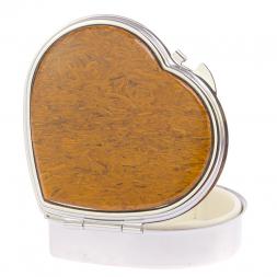 Таблетница "Сердце" на 3 отделения камень змеиная яшма цвет серебро