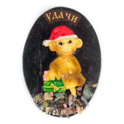 Магнит "Обезьянка в колпаке "Удачи" змеевик