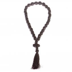 Четки с крестом из черного обсидиана 33 бусины грань