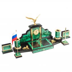 Настольный набор "Президент" камень малахит