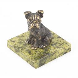 Статуэтка из бронзы и змеевика "Собачка средняя №2"