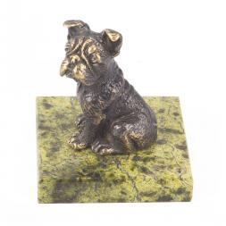 Статуэтка из бронзы и змеевика "Собачка средняя №2"