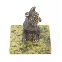 Статуэтка из бронзы и змеевика "Собачка средняя №2"