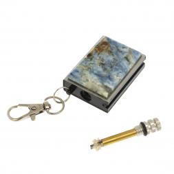 Брелок огниво "Вечная спичка" с накладкой из камня кианит 2,8х1,3х5 см