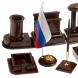 Настольный набор &amp;quot;Лев&amp;quot; из коричневого обсидиана 130414