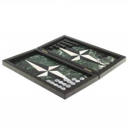 Каменные нарды "Звезда" камень змеевик мрамор