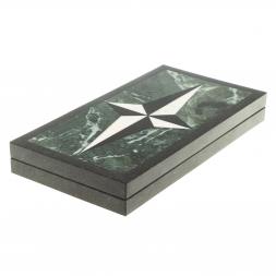 Каменные нарды "Звезда" камень змеевик мрамор