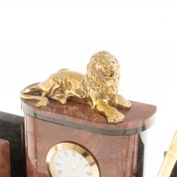 Письменный набор с визитницами "Лев" камень лемезит