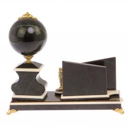 Письменный набор с визитницей змеевик, лабрадорит