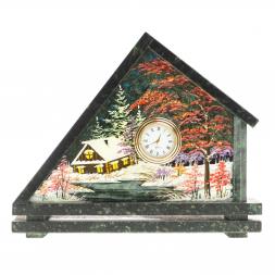 Часы с рисунком "Домик" змеевик