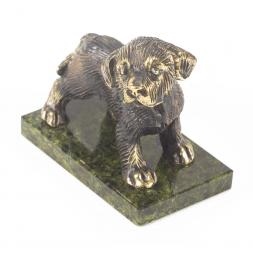 Статуэтка "Собачка большая №1" бронза змеевик