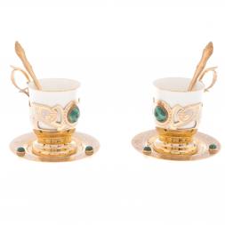 Кофейный набор "Малахитовый" на 2 персоны 170 мл фарфор Златоуст