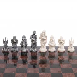 Шахматы "Средневековье" доска 40х40 см лемезит змеевик