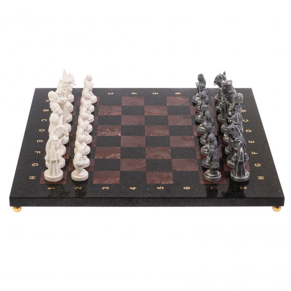 Шахматы &amp;quot;Средневековье&amp;quot; доска 40х40 см лемезит змеевик 126494