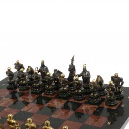 Шахматы подарочные "Европейские" из камня и бронзы 44х44 см