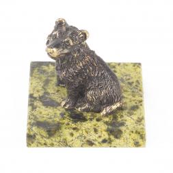 Статуэтка из бронзы и змеевика "Собачка средняя №3"