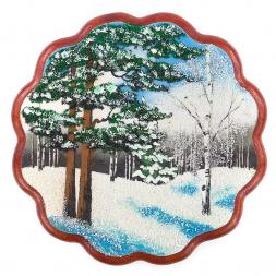 Панно круглое "Зима" 20х20 см каменная крошка