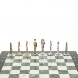 Шахматы "Древний Египет" доска 40х40 см мрамор шабровский змеевик