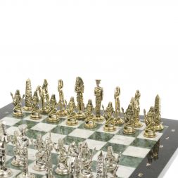 Шахматы "Древний Египет" доска 40х40 см мрамор шабровский змеевик