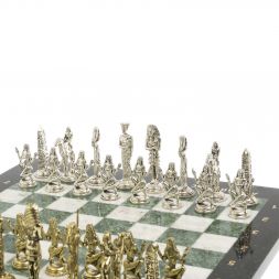 Шахматы "Древний Египет" доска 40х40 см мрамор шабровский змеевик