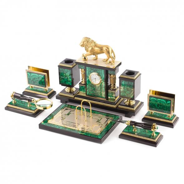 Настольный набор &amp;quot;Лев&amp;quot; малахит 119734
