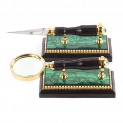 Настольный набор "Лев" малахит