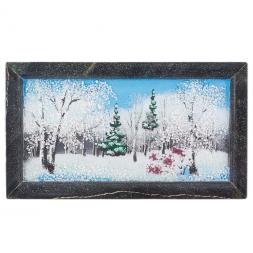 Картина из камня "Зимний пейзаж" рамка змеевик 23х13 см