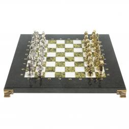 Шахматы "Атлас" доска 28х28 см мрамор змеевик
