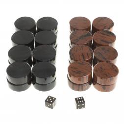 Набор фишки для нард 28 мм и кубики из обсидиана