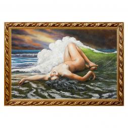 Картина "Обнаженная на берегу" багет 46х66 см, каменная крошка