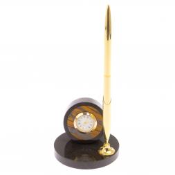 Часы настольные с ручкой тигровый глаз