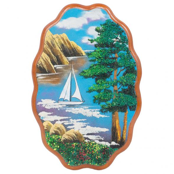 Картина с рисунком из камня &amp;quot;Парусник&amp;quot; 29х19 см 117356
