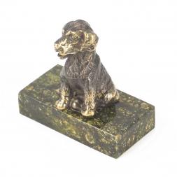 Статуэтка "Собачка малая №7" из бронзы и змеевика