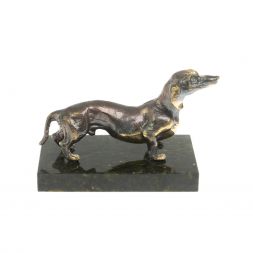 Статуэтка из бронзы "Такса" на змеевике