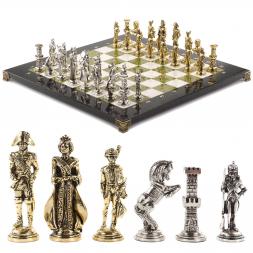 Шахматы "Отечественная война 1812 г." доска 40х40 см мрамор змеевик