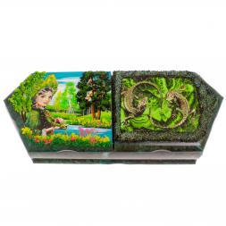 Шкатлука на два отделения &amp;quot;Хозяйка медной горы и ящерицы&amp;quot; 29х11,5х7 см