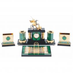 Письменный прибор из малахита "Георгий Победоносец"